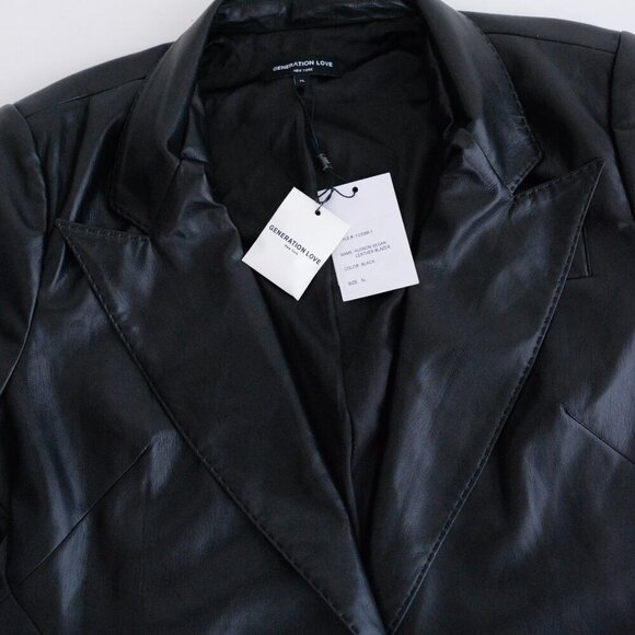Generation Love New York Hudson Vegan Leather Black Single Button Blazer Xl - Picture 10 of 13